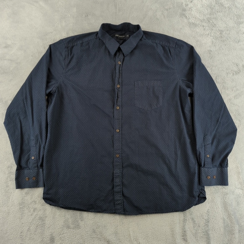 French‎ Connection Shirt Mens 2XL Long Sleeve Button Up Polka Dot Dress Casual